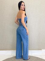 CONJUNTO JEANS TOMARA QUE CAIA COM BOTÕES TOKIN