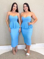 CONJUNTO ANARRUGA  SAIA MIDI E BLUSA PELUM MONENT