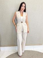 CONJUNTO CALÇA E COLETE LINHO RISCA DE GIZ ZUMMI