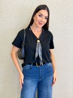 BLUSA DE ALGODÃO COM LENÇO DE CETIM TUCHER