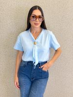 BLUSA DE ALGODÃO COM LENÇO DE CETIM TUCHER