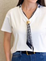 BLUSA DE ALGODÃO COM LENÇO DE CETIM TUCHER