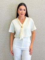 BLUSA DE ALGODÃO COM LENÇO DE CETIM TUCHER