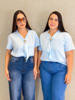 BLUSA DE ALGODÃO COM LENÇO DE CETIM TUCHER