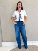 CALÇA JEANS  DETALHE FRONTAL PINCY 
