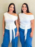BLUSA DE RENDA COM AMARRAÇÃO  CANTILA