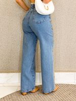 CALÇA WIDE LEG COM BRILHOS DOURADOS KIDALA