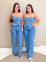 CONJUNTO JEANS TOMARA QUE CAIA COM BOTÕES STONELA