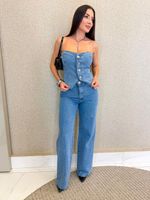 CONJUNTO JEANS TOMARA QUE CAIA COM BOTÕES STONELA