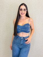 CROPPED JEANS COM STRASS LENDY