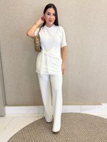 CONJUNTO ANARRUGA CALÇA E BLUSA DE AMARRAÇÃO SAMIH