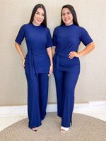 CONJUNTO ANARRUGA CALÇA E BLUSA DE AMARRAÇÃO SAMIH