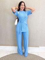 CONJUNTO ANARRUGA CALÇA E BLUSA DE AMARRAÇÃO SAMIH