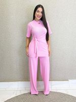 CONJUNTO ANARRUGA CALÇA E BLUSA DE AMARRAÇÃO SAMIH