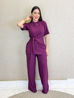 CONJUNTO ANARRUGA CALÇA E BLUSA DE AMARRAÇÃO SAMIH
