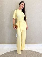 CONJUNTO ANARRUGA CALÇA E BLUSA DE AMARRAÇÃO SAMIH
