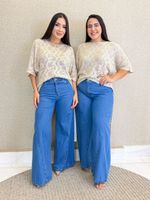 CALÇA JEANS WIDE LEG COM DETALHE NA PERNA SALLY