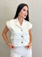 CONJUNTO SHORT E COLETE DE LINHO SHASTY