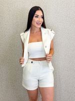 CONJUNTO SHORT E COLETE DE LINHO SHASTY