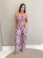 CONJUNTO FLORAL CALÇA E CROPPED BLUMY