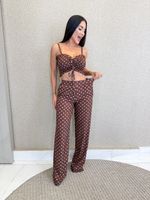 CONJUNTO FLORAL CALÇA E CROPPED BLUMY