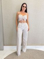 CONJUNTO FLORAL CALÇA E CROPPED BLUMY