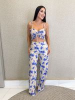 CONJUNTO FLORAL CALÇA E CROPPED BLUMY