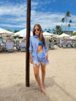 CONJUNTO CAMISA E SHORT LISTRADO COM RENDA JUNIPER
