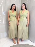 VESTIDO LONGUETE  PLISSADO PLENY