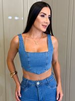 CONJUNTO CALÇA E CROPPED JEANS SAPHIE