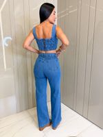 CONJUNTO CALÇA E CROPPED JEANS SAPHIE