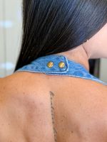 CONJUNTO JEANS SHORT E BLUSA FRENTE ÚNICA ROMAIN