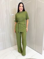 CONJUNTO ANARRUGA CALÇA E BLUSA DE AMARRAÇÃO SAMIH