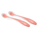 Kit 2 Colheres de Treinamento Termosensível Hot Safe Rosa (4m+) - Nuby
