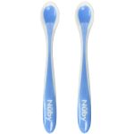 Kit 2 Colheres de Treinamento Termosensível Hot Safe Azul (4m+) - Nuby