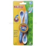 Kit 2 Colheres de Treinamento Termosensível Hot Safe Azul (4m+) - Nuby