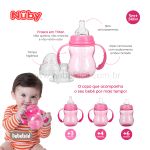 Copo de Transição 3 em 1 Tritan com 2 Bicos de Silicone Rosa 240ml (3m+) - Nuby