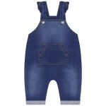 Jardineira feminina c/ Body longo para bebê em jeans confort Denim Stripes - TMX