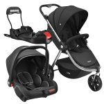 Travel System: Carrinho Sway + Bebê Conforto + Base Isofix Preto (0-15kg) - Litet