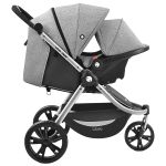 Travel System: Carrinho Sway + Bebê Conforto + Base Isofix Cinza (0-15kg) - Litet