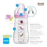 Kit 2 Mamadeiras Easy Active Fashion Bottle 270ml e 330ml Rosa (2m+) - MAM