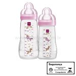 Kit 2 Mamadeiras Easy Active Fashion Bottle 270ml e 330ml Rosa (2m+) - MAM