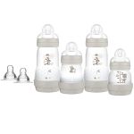 Kit Mamadeiras Anticólica Easy Start c/ bicos Cinza (0m+) - MAM