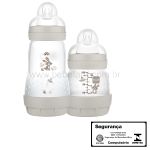  Kit 2 Mamadeiras Anticólica Easy Start 130ml e 260ml Cinza (0m+) - MAM