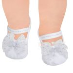 Meia Sapatilha para bebê Laço Gliter Branca - Puket