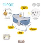 Cadeira Moisés Aconchego com Vibração e Sons Azul (0-18kg) - Clingo