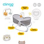 Cadeira Moisés Aconchego com Vibração e Sons Cinza (0-18kg) - Clingo