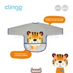 Babador Manga Longa com Cata-migalhas Impermeável Tigre (3m+) - Clingo