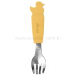 Kit Garfo e Colher em Inox e Silicone Flex Steel Mostarda (6m+) - Clingo