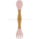Talher Duplo de Bambu e Silicone Green Multi Rosa (6m+) - Clingo